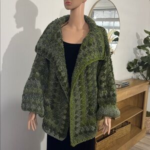Hand Made Crochet Multi -Colored Knit Open Front women’s Cardigan Sweater
